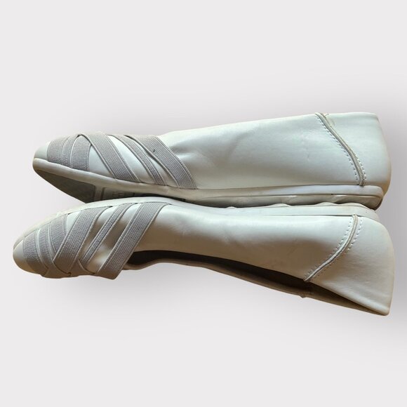 Aerosoles Size 8.5 White Spin Cycle Faux Leather Cross Weave Ballet Flats Shoes - Picture 2 of 7